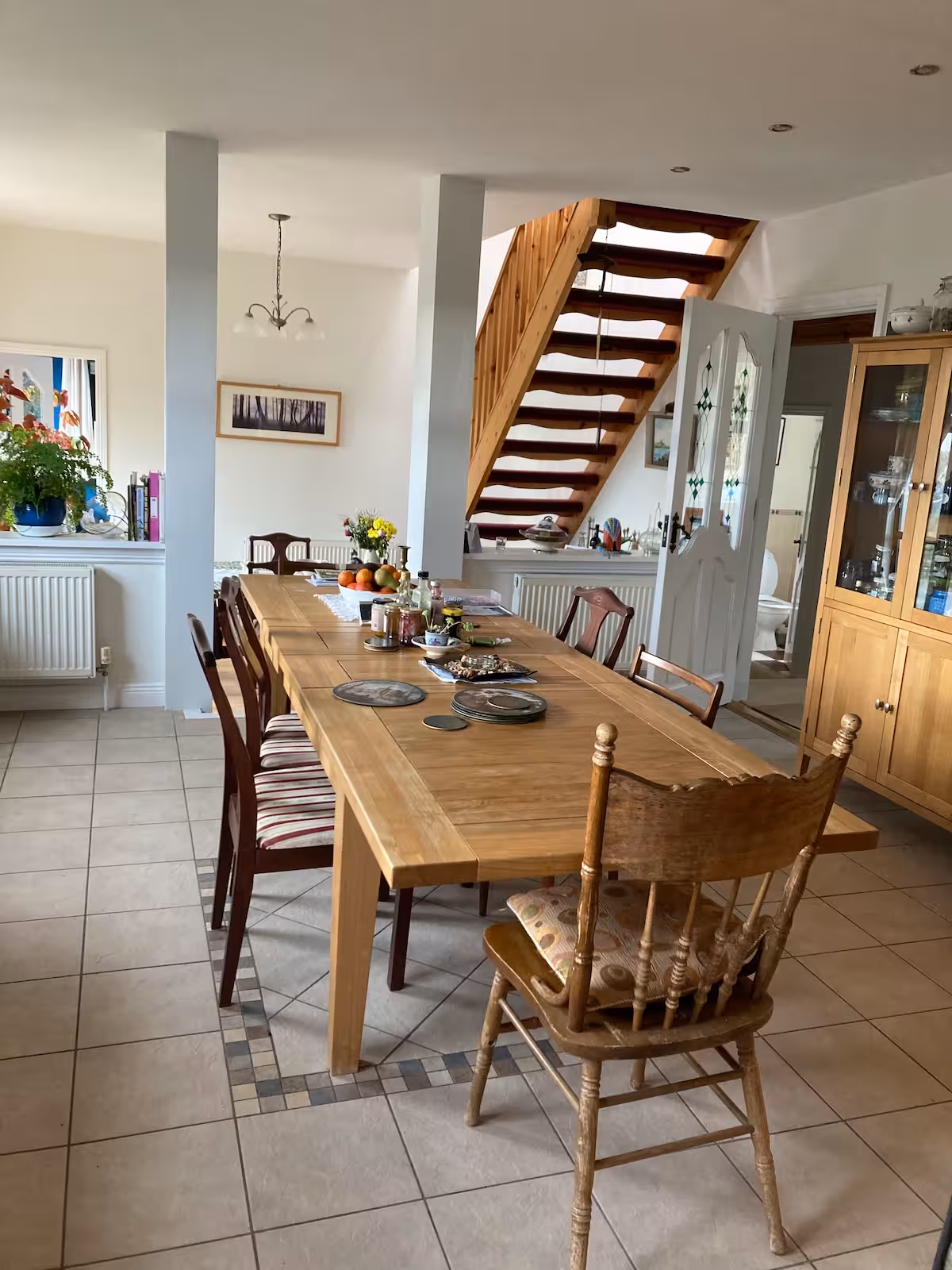The dining table set for supper