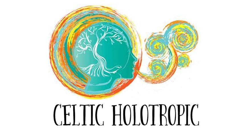 Celtic Holotropic logo — a tree of life within a head in profile, surrounded by spirals of breath