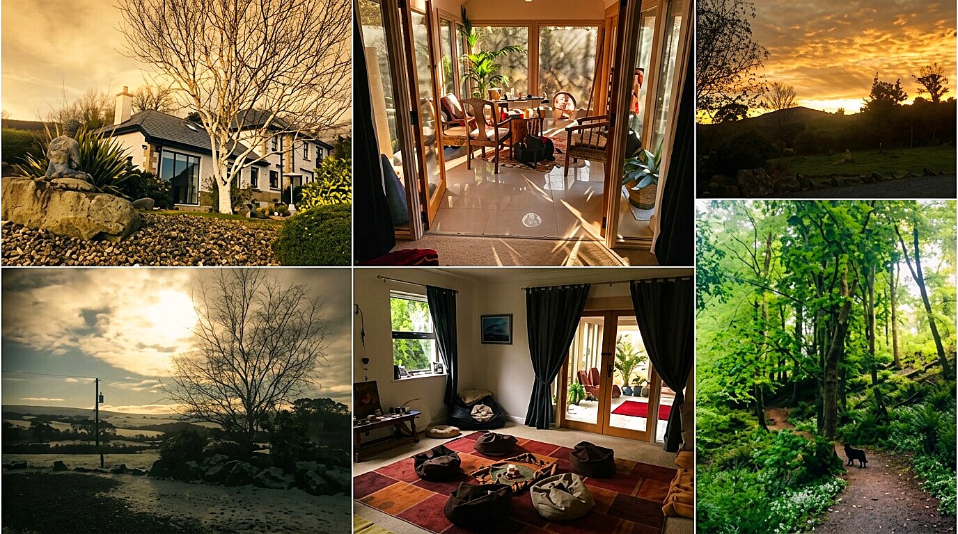 Danu Lodge in spring sunlight — a boutique wellness retreat in Co. Wexford, Ireland